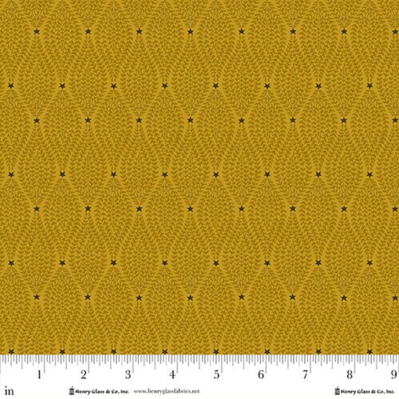 Fabric Henry Glass Gold Ebb & Flow Baubles & Balsam by the Quarter Yard 995-44